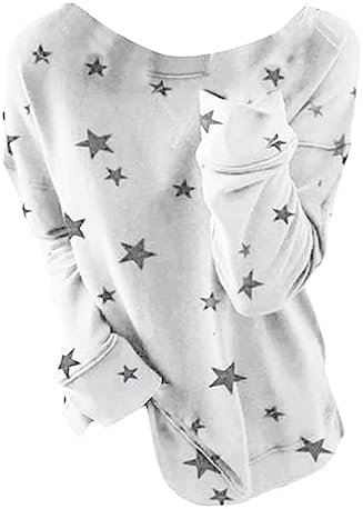 Womens Sweatshirt Crew Neck Star Graphic Pullover Tops 2024 Fall Casual Long sleeve Oversized Sweatshirt