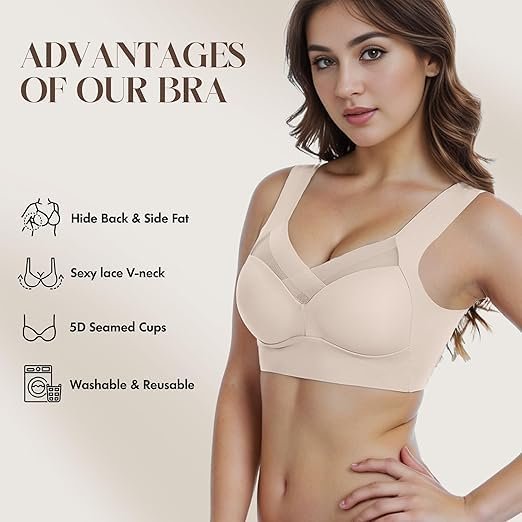 Zen Chic Bra - Seamless Powerful Push Up Wireless Bra Lift Full-Figure Posture Correcting Bra Ice Silk Anti Sagging Bra