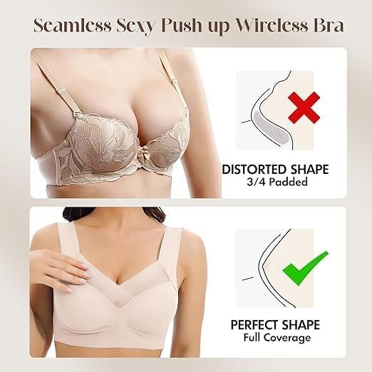 Zen Chic Bra - Seamless Powerful Push Up Wireless Bra Lift Full-Figure Posture Correcting Bra Ice Silk Anti Sagging Bra