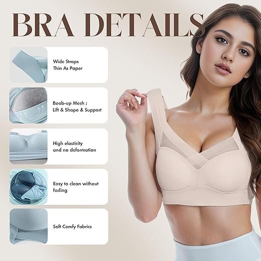 Zen Chic Bra - Seamless Powerful Push Up Wireless Bra Lift Full-Figure Posture Correcting Bra Ice Silk Anti Sagging Bra
