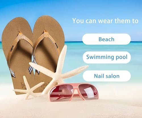 KuaiLu Womens Arch Support Flip Flops Comfortable Yoga Mat Slip on Summer Beach Walking Thong Cushion Sandals