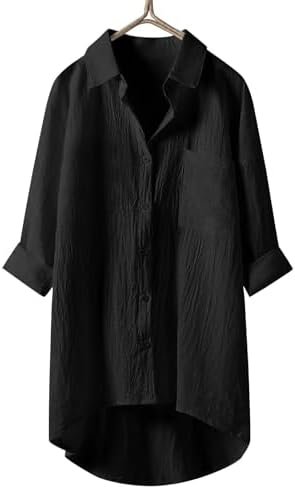 1757957538_31UhyM7JdBL._AC_.jpg Linen Shirt for Women Breathable Tops Loose Crewneck Tops Womens Daily T Shirts Summer Shirts for Women 2025