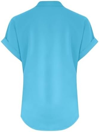 Summer Tops for Women 2025 Trendy Short Sleeve Cotton Linen Shirt Casual Button v Neck Tunic Blouses Outfits