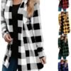 Womens Flannel Cardigan Sweaters Trendy Casual Lightweight Plaid Jacket Loose Long Sleeve Kimono Fashion Fall Outfits