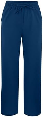 Linen Pants for Women 2025 Summer Elastic High Waist Split Hem Pants Casual Loose Fit Drawstring Trousers with Pocket