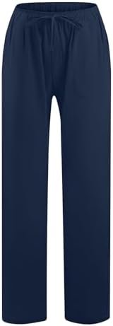 21BVOllHceL._AC_.jpg Linen Pants Women Casual Linen High Waist Pant Loose Fit Summer Pants Trousers Cotton Linen Palazzo Pants with Pockets