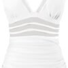 21F9L88kWIL._AC_.jpg Generic One Piece Swimsuit Women Mesh Tummy Control V Neck High Waist Ruched Pushup Bathing Suit Sexy Beach Vacation Swimwear