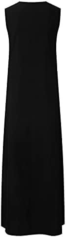 SHAOBGE Maxi Dress for Women Trendy 2024 Sleeveless Casual Vintage Cotton-Blend Summer Dress Plus Size Summer
