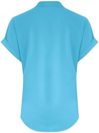 21LA-2rwaL._AC_.jpg Summer Tops for Women 2025 Casual Short Sleeve Cotton Linen Shirts Button V Neck Tunic Blouse Beach Vacation Clothes