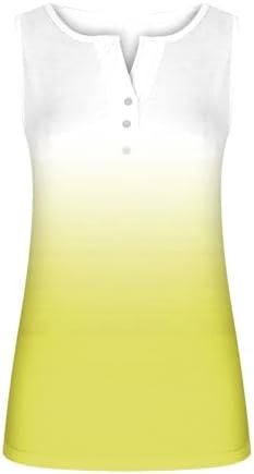 Generic Womens Summer Tank Tops 2024 Fashion Ombre Color Sleeveless V Neck Button Tunic Blouses Casual Loose Basic Tee Shirts