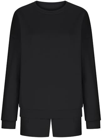 Two Piece Sets for Women Baggy Shorts Oversized Pullover Crew Neck Sweatshirts Lounge Sweatsuits 2 Piece Outfit