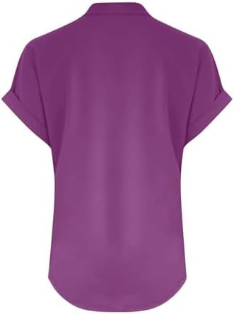 Linen Shirts for Women Summmer Short Sleeve Casual Tops Henley Vcation Beach Lounge Button Lightweight Tunic Blouse