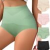 Women's High Waisted Underwear Slightly Tummy Control Cotton Panties Full Coverage Postpartum Briefs 4 Pack