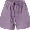 Shorts for Women Trendy Summer 2025 Casual Beach Cotton Linen Drawstring Elastic Waist Plus Size Shorts Pockets