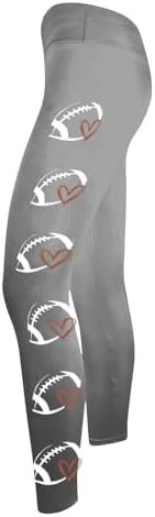 Lastesso High Waist Legging for Women Football Print Shiny Gym Yoga Pants Hidden Scrunch Butt Lift Pants