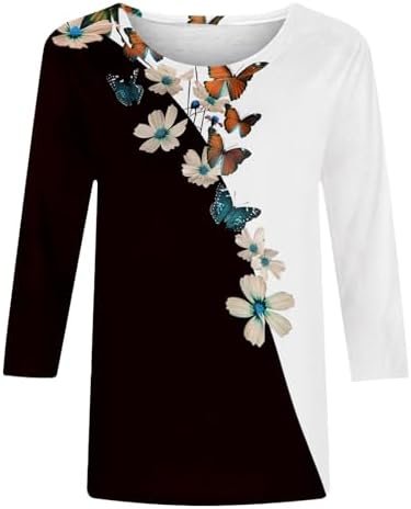 Ceboyel 3/4 Sleeve Tops for Women Summer Floral Paisley Print Tees Shirts Trendy Ladies Blouses Dressy Casual Clothing 2023