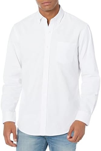Amazon Essentials Men's Long Sleeve Shirts Casual - Regular-Fit Pocket Oxford
