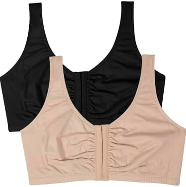 Fruit of the Loom Women's Cotton Front Close Racerback Sports Bra 2 Pack
