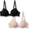 Amazon Essentials Women's Microfiber Lined Push Up Plunge Bra, Pack of 2