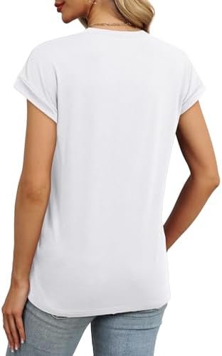 WEESO Womens Summer Tops Trendy 2025 Cap Sleeve T Shirts Crew Neck Pleated Front Clothes Fashion