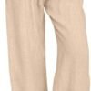 SHAOBGE Cotton Linen Pants for Women Summer Wide Leg Casual Loose Drawstring High Waist Palazzo Pants Trousers with Pockets