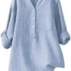 31CNryjYoL._AC_.jpg Linen Shirts for Women Flax Linen Clothing Cotton Linen Blouses Button Down Shirts Hemp Clothes Womens Gauze Tops 2025
