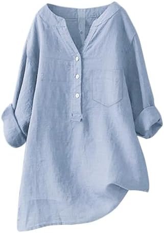 31CNryjYoL._AC_.jpg Linen Shirts for Women Flax Linen Clothing Cotton Linen Blouses Button Down Shirts Hemp Clothes Womens Gauze Tops 2025