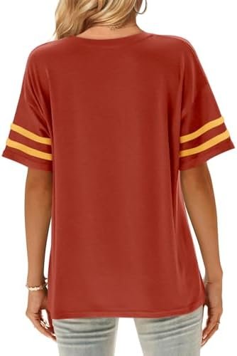 Angerella Womens Color Block Tops 2025 Summer Striped Short Sleeve T-Shirt Casual Crewneck Tunic Blouses Loose Fitted