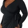 Amazon Essentials Women's Long Sleeve Classic Wrap Dress (Available in Plus Size)