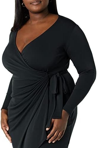 Amazon Essentials Women's Long Sleeve Classic Wrap Dress (Available in Plus Size)