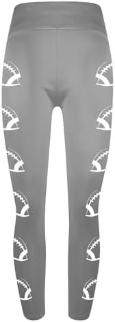 Lastesso High Waist Legging for Women Football Print Shiny Gym Yoga Pants Hidden Scrunch Butt Lift Pants