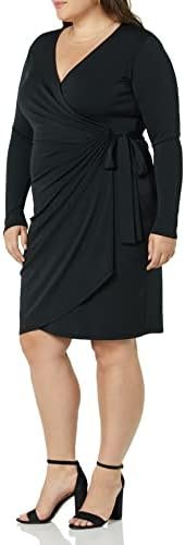 Amazon Essentials Women's Long Sleeve Classic Wrap Dress (Available in Plus Size)