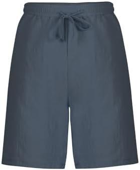 Muscularfit Men's Summer Casual Cotton Linen Shorts with Drawstring Elastic Waist, Beach Shorts with Pockets, Outdoor Fashion