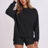 Two Piece Sets for Women Baggy Shorts Oversized Pullover Crew Neck Sweatshirts Lounge Sweatsuits 2 Piece Outfit