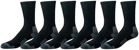 Amazon Essentials Men's Performance Cotton Moisture Control Socks, Athletic Crew, Breathable, 6 Pairs