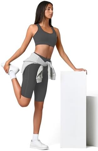 SUNCLOVE 3 Pack Biker Shorts for Women Tummy Control Workout Yoga Gym Running Shorts with Pockets