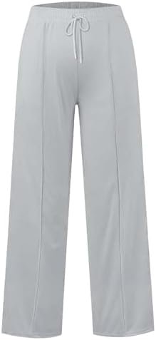 SHAOBGE Oversized Wide Leg Sweatpants Women Elastic Drawstring Straight Leg Sweatpants Low Waisted Baggy Lounge Pants Pocket