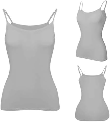 Built in Bra Tank Tops for Women 2024 Summer Casual Adjustable Spaghetti Strap Camisole Plus Size Cotton Workout Top