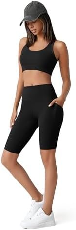 SUNCLOVE 3 Pack Biker Shorts for Women Tummy Control Workout Yoga Gym Running Shorts with Pockets