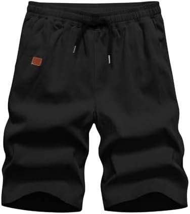 Generic Drawstring Cargo Shorts for Men Elastic Waist Shorts Casual Cotton Shorts Summer Lightweight Shorts with Pockets