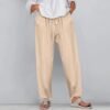 SHAOBGE Cotton Linen Pants for Women Summer Wide Leg Casual Loose Drawstring High Waist Palazzo Pants Trousers with Pockets
