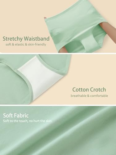 Women's High Waisted Underwear Slightly Tummy Control Cotton Panties Full Coverage Postpartum Briefs 4 Pack