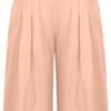 Generic Capri Pants for Women High Waisted Wide Leg Linen Capris Summer Loose Elastic Trousers with Pockets
