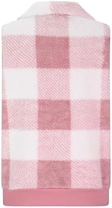 Womens Fashion Plaid Fleece Vest Casual Fuzzy Sleeveless Fuzzy Sherpa Vest Fluffy Zipper Jacket Warm Outerwear