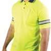 First Class Men's High Visibility Regular Fit Security and Plain Polo Shirt with Reflective Stripes Yellow/Lime ANSI