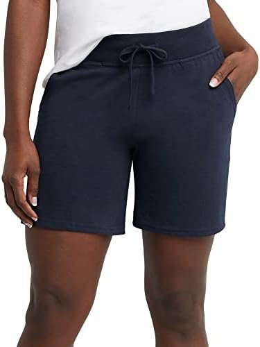 31dFR98SSPL._AC_.jpg Hanes Women's Jersey Pocket Shorts, Drawstring Cotton Jersey Shorts, 7" Inseam