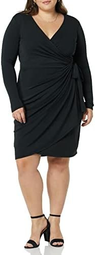 Amazon Essentials Women's Long Sleeve Classic Wrap Dress (Available in Plus Size)