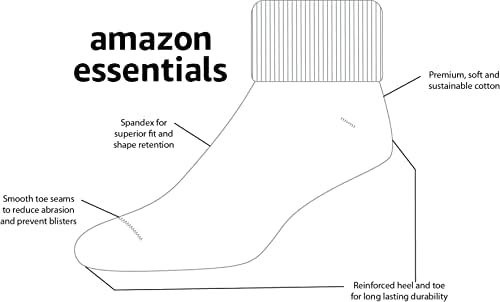 Amazon Essentials Women's Lightweight Turn Cuff Socks, 6 Pairs