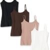 Amazon Essentials Women's Slim-Fit Camisole, Pack of 4