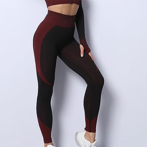 31fswyaZxuL._AC_.jpg Women's High Waist Yoga Pants Color Block Tummy Control Seamless Scrunch Leggings Workout Running Butt Lift Tights